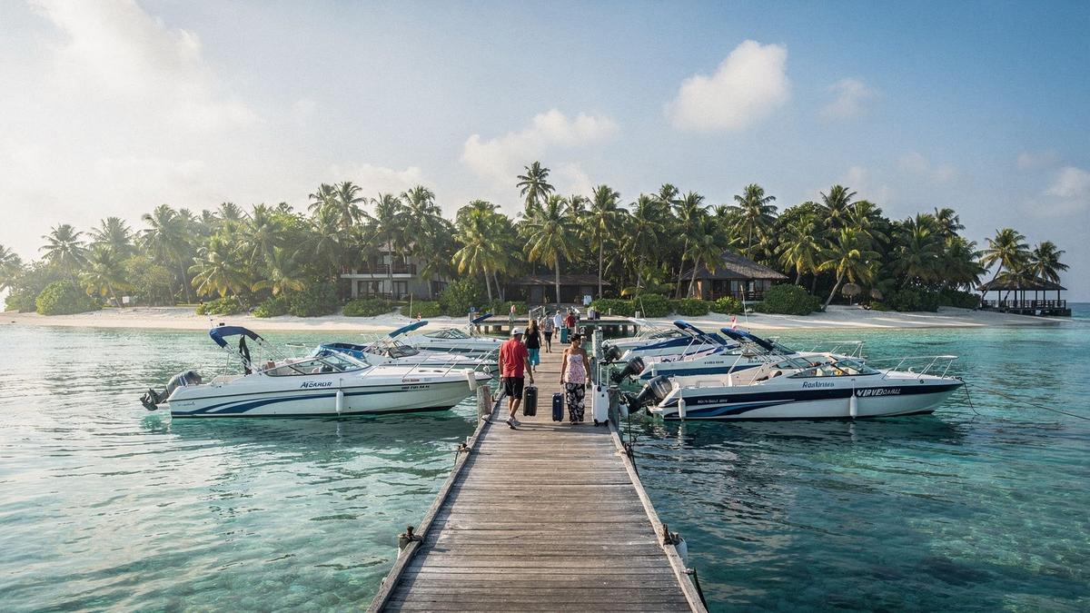 Speedboat transfer jetty in North Male Atoll, Maldives